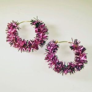 🎄 Awesome Shiny Metallic Tinsel Hoop Earrings 🎄